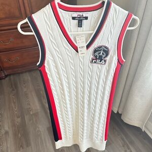 Fila x Brooks Brothers Women's White and Red Midi Dress